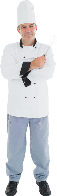 Confident Chef with Wire Whisk on Transparent Background - Download Free Stock Videos Pikwizard.com