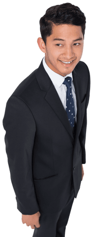 Happy Caucasian Businessman Weating Suit on Transparent Background