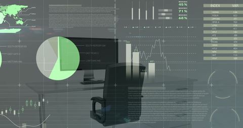 Virtual Data Interface in Modern Office Setting - Download Free Stock Images Pikwizard.com