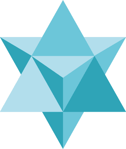 Symmetrical blue star shape on transparent background