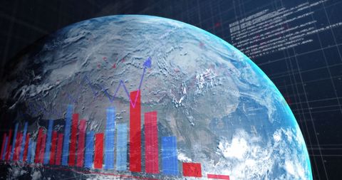 Digitized Financial Charts Across Rotating Globe - Download Free Stock Images Pikwizard.com