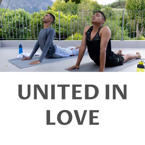 diverse gay couple practicing yoga outdoors - Download Free Stock Templates Pikwizard.com