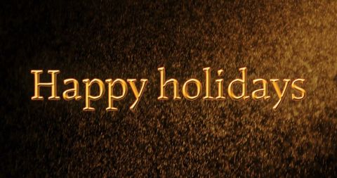 Happy Holidays Text with Golden Snowfall Background - Download Free Stock Images Pikwizard.com