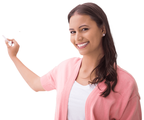 smiling woman writing on transparent background - Download Free Stock Videos Pikwizard.com