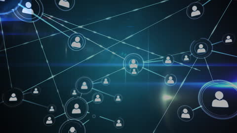 Digital Network Connections on Navy Background