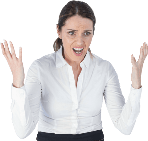 transparent infuriated businesswoman in white blouse expressing anger - Download Free Stock Videos Pikwizard.com