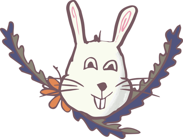 Cartoon Rabbit with Plant Decoration Transparent Illustration for Nature and Animal Themes - Download Free Stock Videos Pikwizard.com