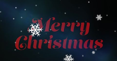 Festive merry christmas greeting with falling snow