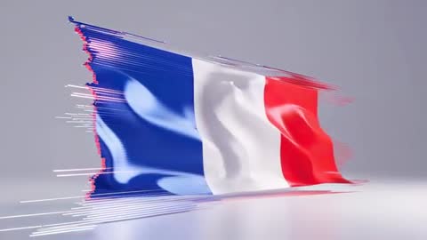 Digital Glitch Art of French Flag Waving in Abstract Motion