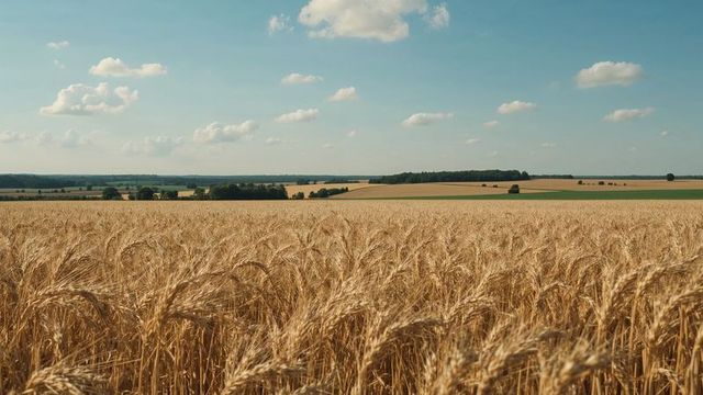 Golden Wheat Field Swaying Amid Vast Countryside