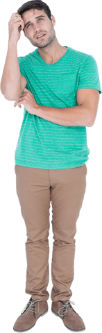 Confused Man in Green T-shirt on Transparent Background - Download Free Stock Videos Pikwizard.com