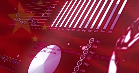 Statistical Data Processing Over Chinese Flag Background - Download Free Stock Images Pikwizard.com