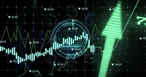 Digital Data Visualization with Growth Arrow and Graphs - Download Free Stock Images Pikwizard.com