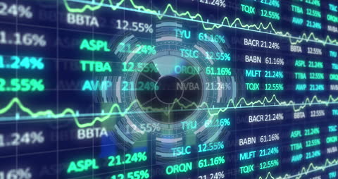 Digital Radar Overlapping Financial Data and Graphs Animation