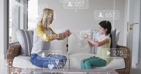 digital interaction bonding between woman and child with social media effects - Download Free Stock Images Pikwizard.com