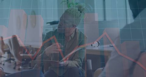 Business Meeting with Financial Graph Overlay for Strategic Planning - Download Free Stock Images Pikwizard.com