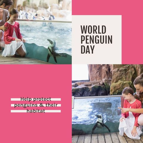 World penguin day awareness with family at aquarium