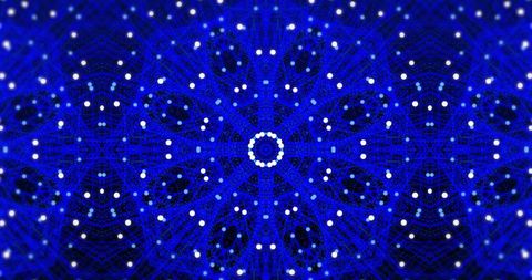 Abstract blue mandala with digital hologram elements