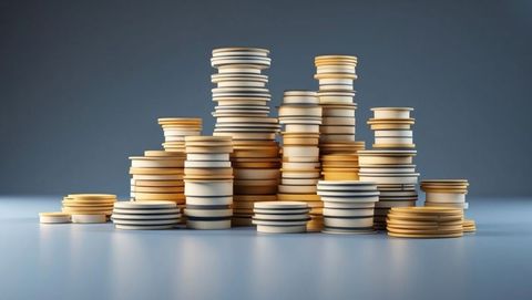 Luxury Token Stacks Reflecting Contrast on Smooth Surface