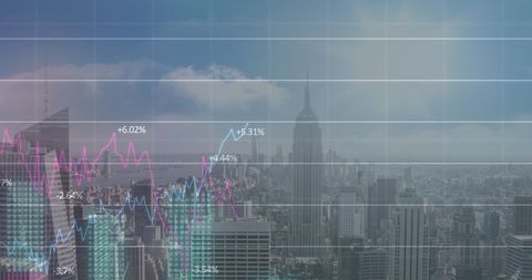 Abstract Financial Graphs Over Urban Skyline - Download Free Stock Images Pikwizard.com