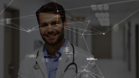 Medical Professional with Digital Network Interface Overlay
