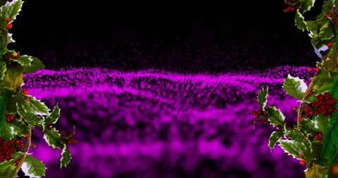 Festive Christmas Wreath with Vibrant Purple Digital Waves