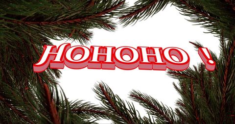 Festive Ho Ho Ho Text with Fir Branches for Christmas