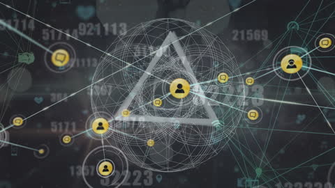 Futuristic Digital Data Network Animated Over Planetary Shapes