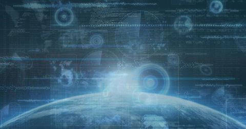 Digital Interface and Global Technology in Dark Blue Theme - Download Free Stock Images Pikwizard.com