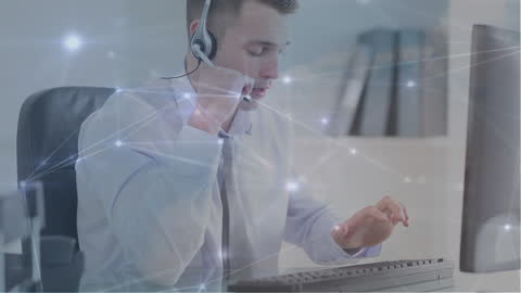 Professional Customer Service Representative in High-Tech Office