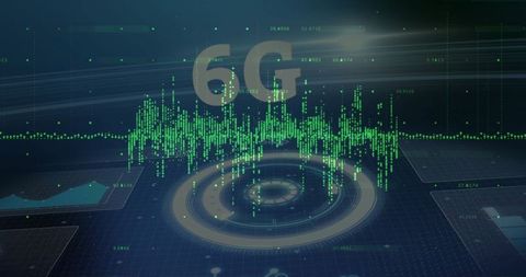 Futuristic 6g interface with holographic data visualization