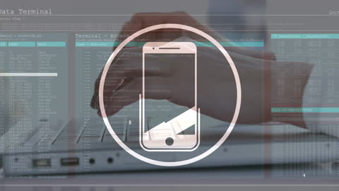 Data Encryption Concept with Coding and Laptop