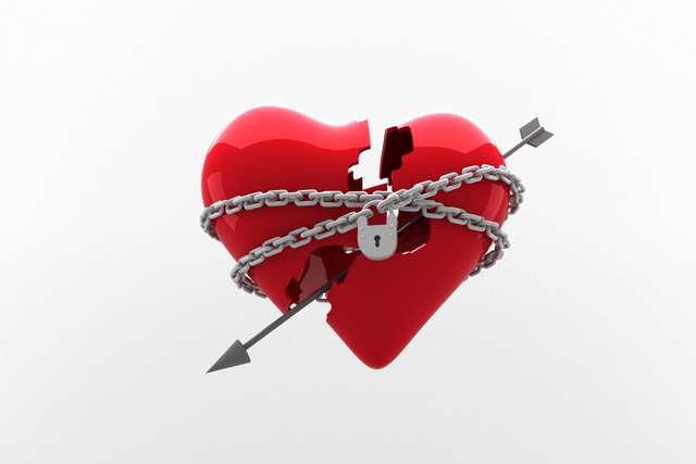 Transparent Heart Pierced by Arrow with Chains and Lock - Download Free Stock Videos Pikwizard.com