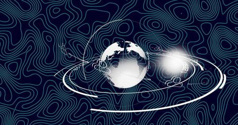 Digital Globe with Isoline Design on Technological Background