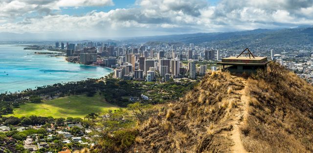 Panoramic View of Honolulu from Diamond Head Viewpoint, Hawaii - Download Free Stock Photos Pikwizard.com
