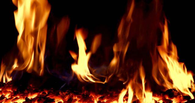 Intense Flames and Glowing Embers in Dark Background - Download Free Stock Images Pikwizard.com