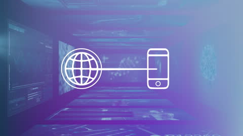 Web Globe Connected to Smartphone with Medical Data Background