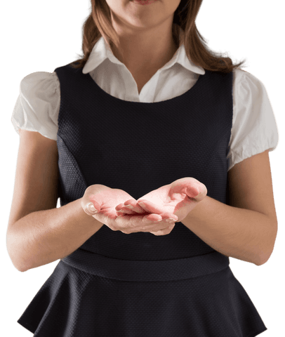 Caucasian Businesswoman Cupping Hands Transparent Elegance