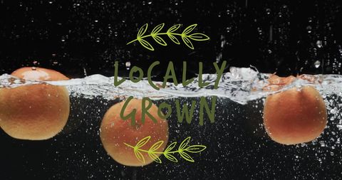 Fresh Fruits Submerged in Water with Locally Grown Text Overlay - Download Free Stock Images Pikwizard.com