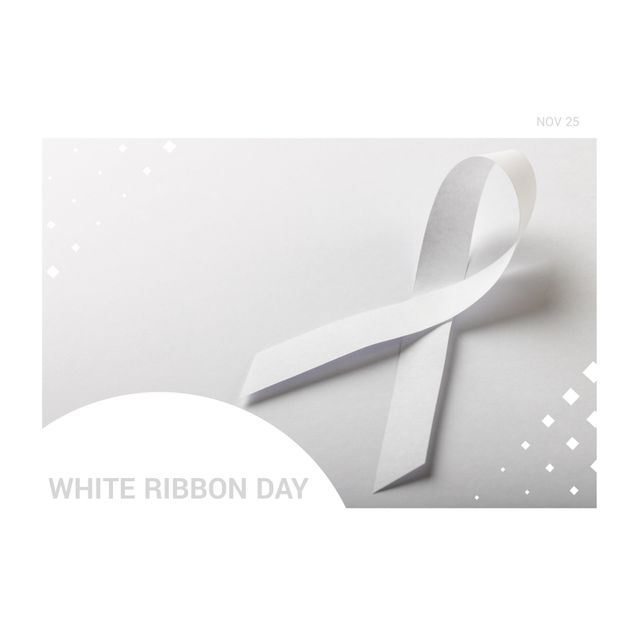 White Ribbon Symbol on Neutral Background for White Ribbon Day - Download Free Stock Templates Pikwizard.com