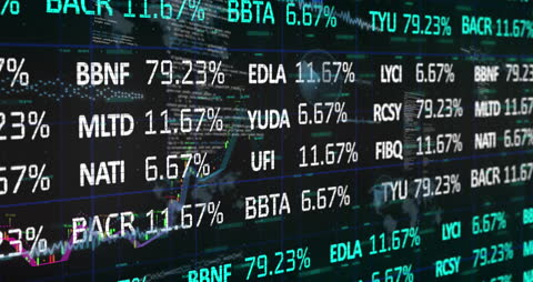 Animated Financial Data Display with Global Market Trends