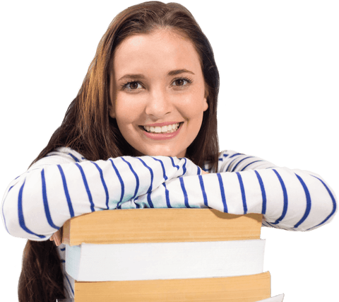 smiling caucasian woman with books on transparent background - Download Free Stock Videos Pikwizard.com