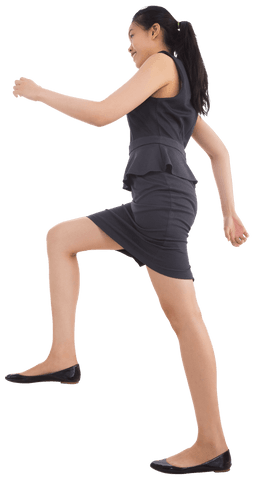 Businesswoman Joyfully Walking Classy Elegance on Transparent Background