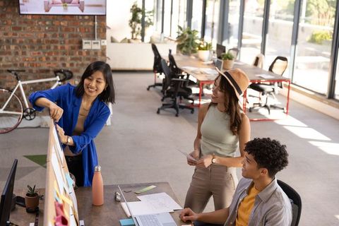 Team Collaborating on Creative Solutions in Modern Office