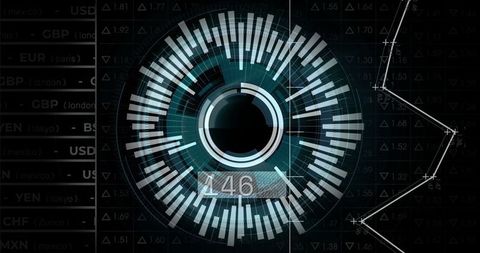 Futuristic hud with data streaming interface