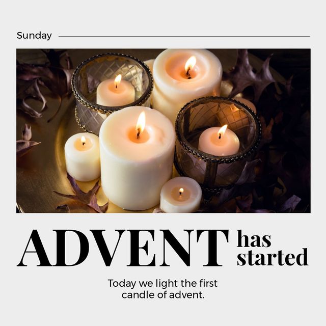 Composition of first day of advent text over candles - Download Free Stock Videos Pikwizard.com