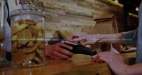 Digital payment transaction in modern café