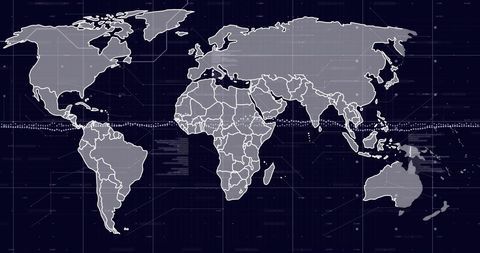 Futuristic Digital World Map with Hexagonal Patterns and Data Points - Download Free Stock Images Pikwizard.com