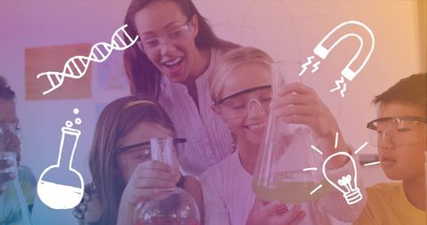diverse students engaged in exciting science experiment - Download Free Stock Images Pikwizard.com