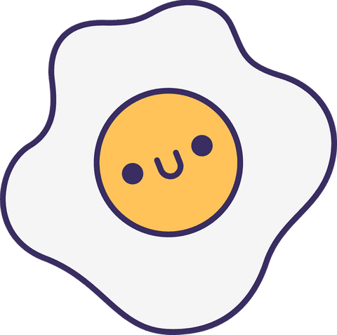 Transparent kawaii fried egg with happy yolk design